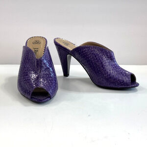 J. Renee Mindi Purple Slide Women's High Heels Shoes Size 8M Faux Snake Skin